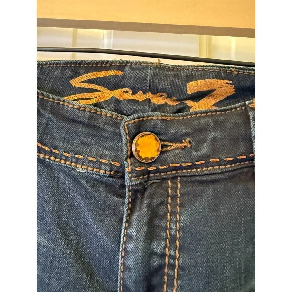 Seven7 Dark Wash Womens Bootcut Jeans with Orange Jewel Accents NWT - Size 12